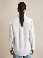 Reiss White Belle Linen Button-Through Shirt - Image 5 of 6
