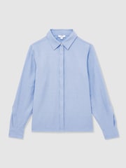 Reiss Blue Ali Lyocell-Blend Press-Stud Back Shirt - Image 2 of 8