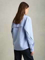 Reiss Blue Ali Lyocell-Blend Press-Stud Back Shirt - Image 7 of 8