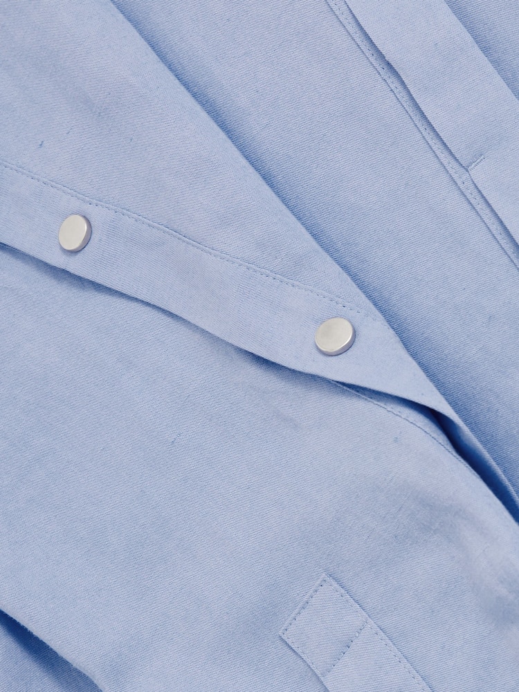 Reiss Blue Ali Lyocell-Blend Press-Stud Back Shirt - Image 8 of 8