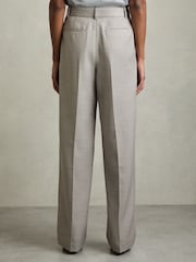 Reiss Grey Harper Petite Wool-Blend Wide-Leg Suit Trousers - Image 5 of 7