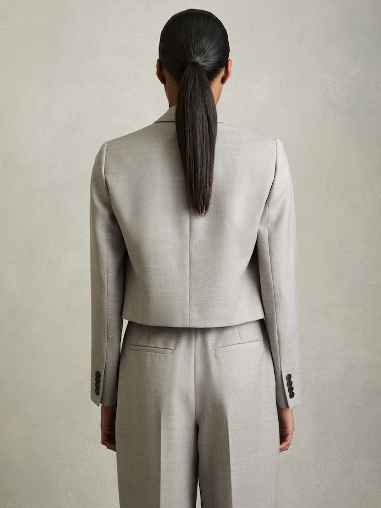 Reiss Harper Double-Breasted Cropped Wool-Blend Blazer - Image 6 of 7