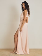 Atelier Zipped Satin Maxi Dress with Virgin Wool - Image 3 of 5