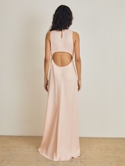 Atelier Zipped Satin Maxi Dress with Virgin Wool - Image 4 of 5