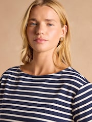 Marinho/Branco - Blusa bretã de manga curta Joules Harbour com gola de barco - Imagem 3 de 7