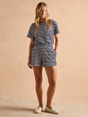 Marinho/Branco - Blusa bretã de manga curta Joules Harbour com gola de barco - Imagem 5 de 7