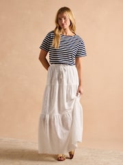 Marinho/Branco - Blusa bretã de manga curta Joules Harbour com gola de barco - Imagem 6 de 7