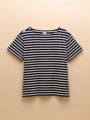 Marinho/Branco - Blusa bretã de manga curta Joules Harbour com gola de barco - Imagem 7 de 7