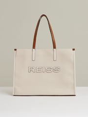 Reiss Natural Lola Canvas Logo Tote - Image 1 of 5