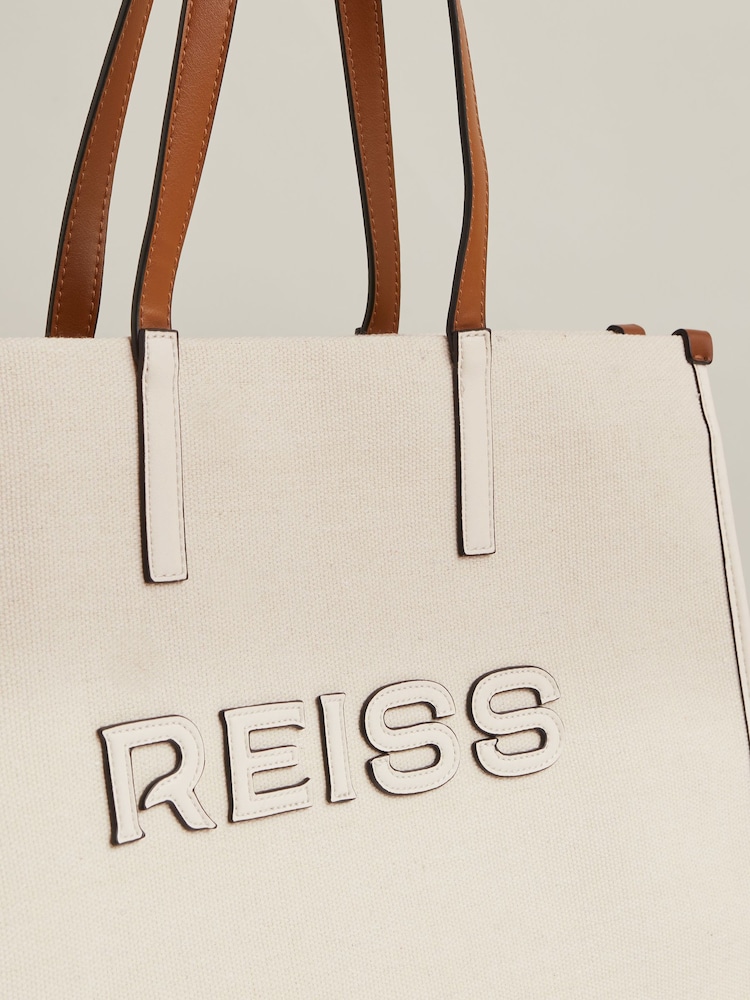 Reiss Natural Lola Canvas Logo Tote - Image 5 of 5