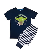 Brands In Blue Boys Star Wars Christmas Be Merry You Will Stripes 100% Cotton Pyjamas - Image 3 of 4