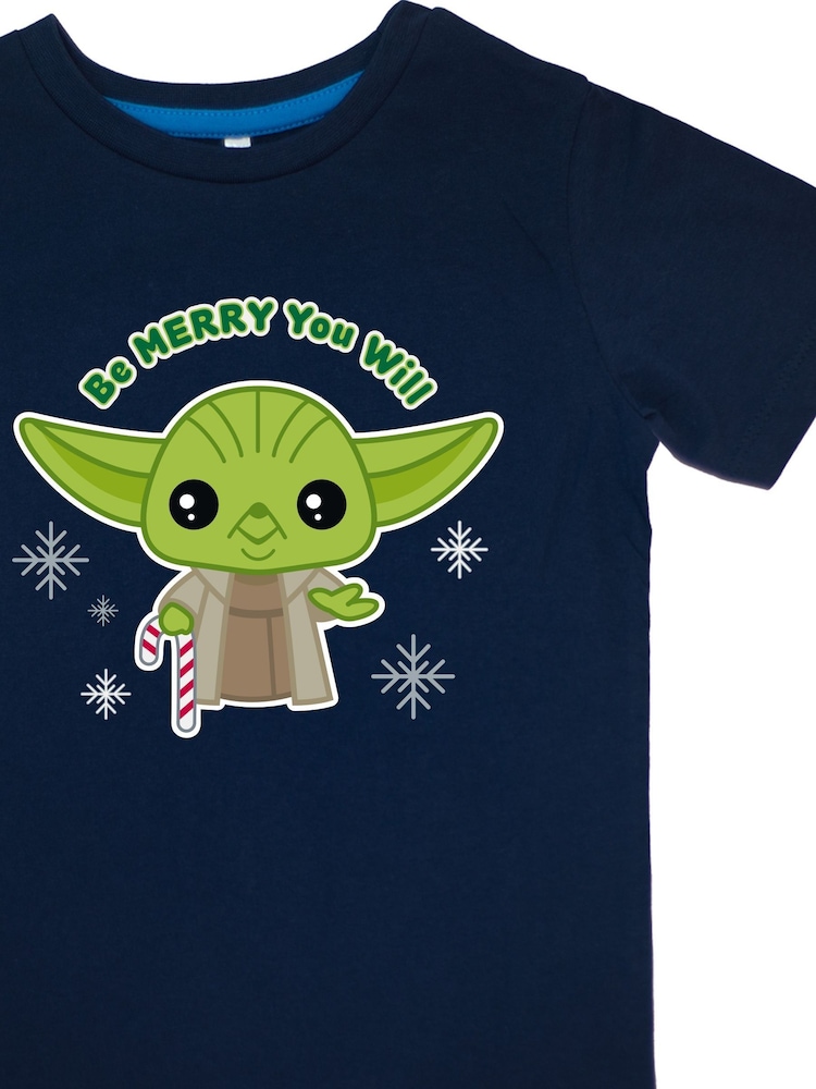 Brands In Blue Boys Star Wars Christmas Be Merry You Will Stripes 100% Cotton Pyjamas - Image 4 of 4 Brands In Blue Boys Star Wars Christmas Be Merry You Will Stripes 100% Cotton Pyjamas - Image 4 of 4