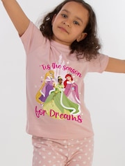 Brands In Pink Girls Disney Princess Season Of Dreams Hearts 100% Cotton Pyjamas - Image 1 of 4
