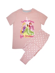 Brands In Pink Girls Disney Princess Season Of Dreams Hearts 100% Cotton Pyjamas - Image 3 of 4
