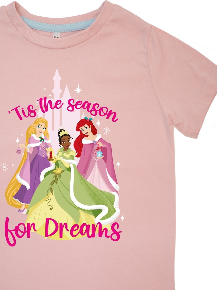 Brands In Pink Girls Disney Princess Season Of Dreams Hearts 100% Cotton Pyjamas - Image 4 of 4 Brands In Pink Girls Disney Princess Season Of Dreams Hearts 100% Cotton Pyjamas - Image 4 of 4