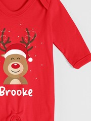 Personalised Babygrow Christmas Reindeer 100% Cotton Sleepsuit by Stitch Style - Image 4 of 5