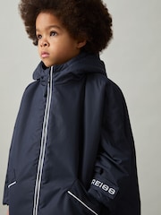 Reiss Navy/White Samson 3-6 yrs Water-Repellent Fleece-Lined Coat - Image 3 of 5