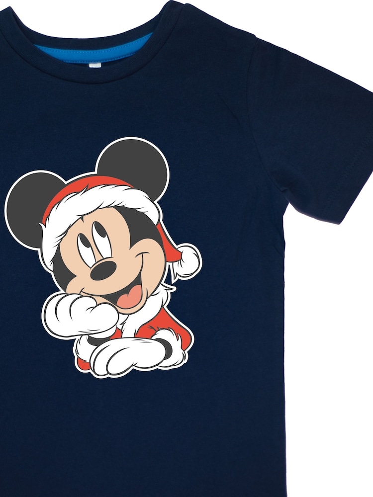 Brands In Blue Boys Disney Mickey Mouse Christmas Santa Hat Stripes 100% Cotton Pyjamas - Image 4 of 4 Brands In Blue Boys Disney Mickey Mouse Christmas Santa Hat Stripes 100% Cotton Pyjamas - Image 4 of 4