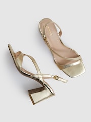 Reiss Gold Alice Strappy Leather Heeled Sandals - Image 3 of 5