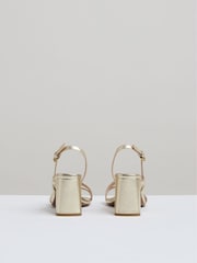 Reiss Gold Alice Strappy Leather Heeled Sandals - Image 4 of 5