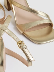Reiss Gold Alice Strappy Leather Heeled Sandals - Image 5 of 5