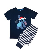 Brands In Blue Boys Disney Lilo & Stitch Naughty Or Nice Stripes 100% Cotton Pyjamas - Image 3 of 4