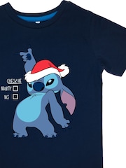 Brands In Blue Boys Disney Lilo & Stitch Naughty Or Nice Stripes 100% Cotton Pyjamas - Image 4 of 4