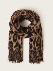 Monsoon Brown Lottie Leopard Print Scarf - Image 1 of 2
