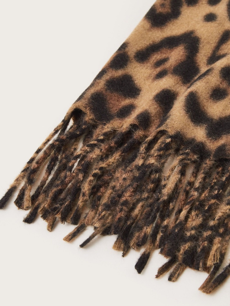 Monsoon Brown Lottie Leopard Print Scarf - Image 2 of 2