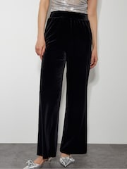 Monsoon Black Velvet Vora Wide Leg Trousers - Image 3 of 4