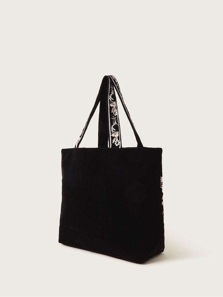 Monsoon Black Phoebe Floral Embroidered Tote Bag - Image 2 of 4