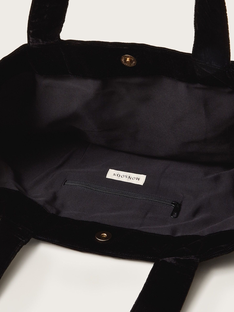 Monsoon Black Phoebe Floral Embroidered Tote Bag - Image 4 of 4