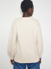 Monsoon Natural Darla Diamante Bow Jumper - Image 2 of 5