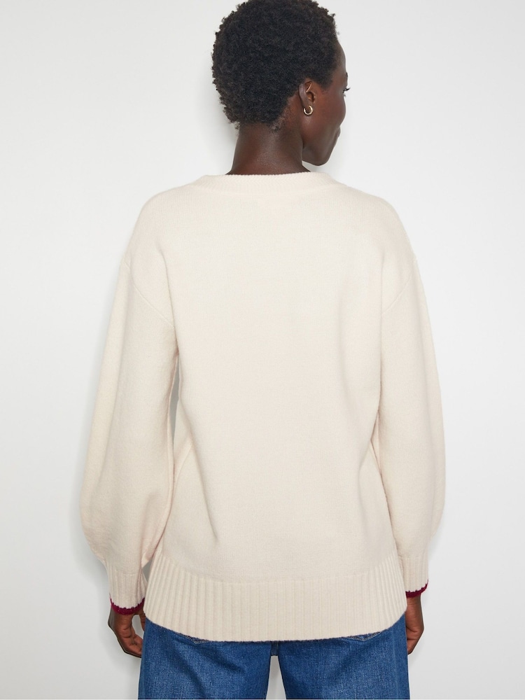 Monsoon Natural Darla Diamante Bow Jumper - Image 2 of 5