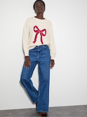 Monsoon Natural Darla Diamante Bow Jumper - Image 3 of 5
