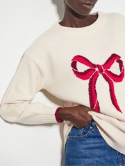 Monsoon Natural Darla Diamante Bow Jumper - Image 4 of 5