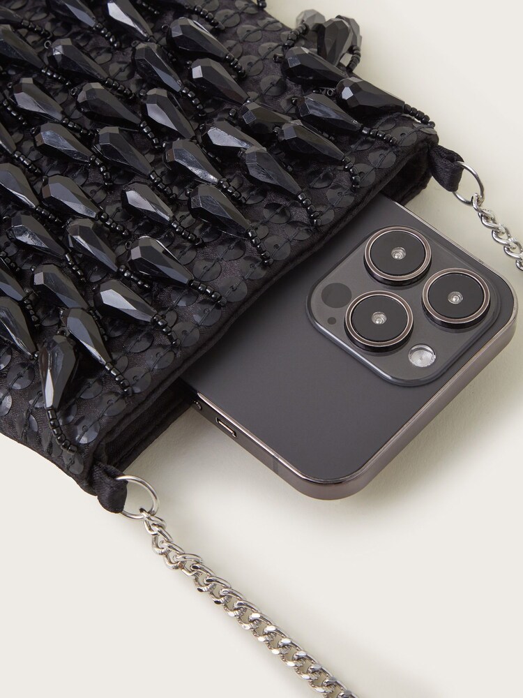 Monsoon Black Tess Tear Drop Phone Bag - Image 4 of 4