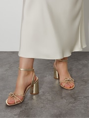 Monsoon Gold Darla Diamante Bow Heel Sandals - Image 1 of 4