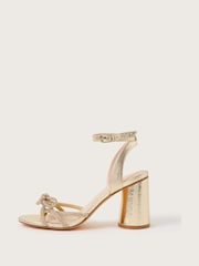 Monsoon Gold Darla Diamante Bow Heel Sandals - Image 2 of 4