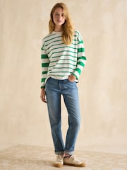 Joules Ellie 2 Pack Black/Green Stripe Long Sleeve Jersey Tops - Image 11 of 13