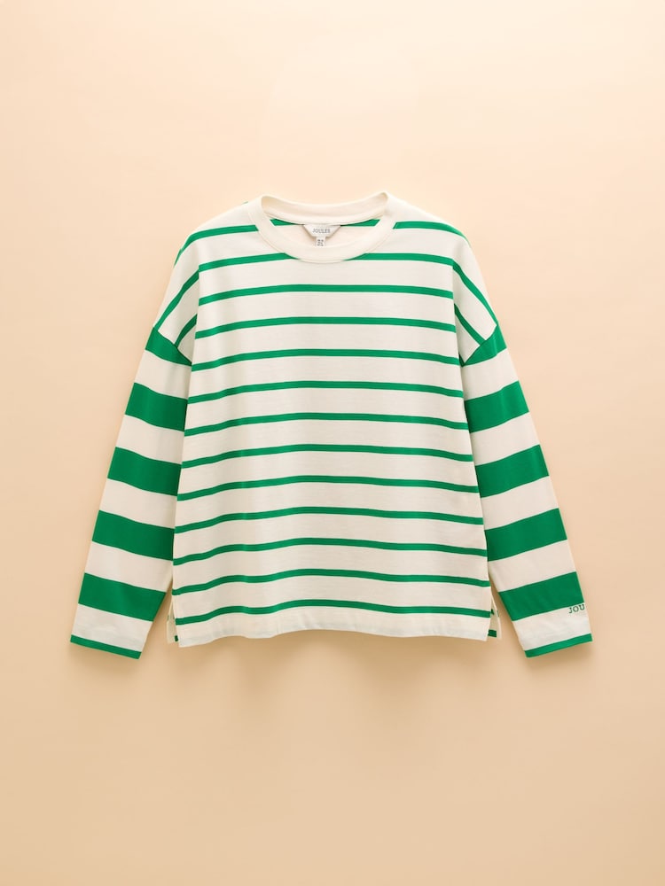 Joules Ellie 2 Pack Black/Green Stripe Long Sleeve Jersey Tops - Image 13 of 13
