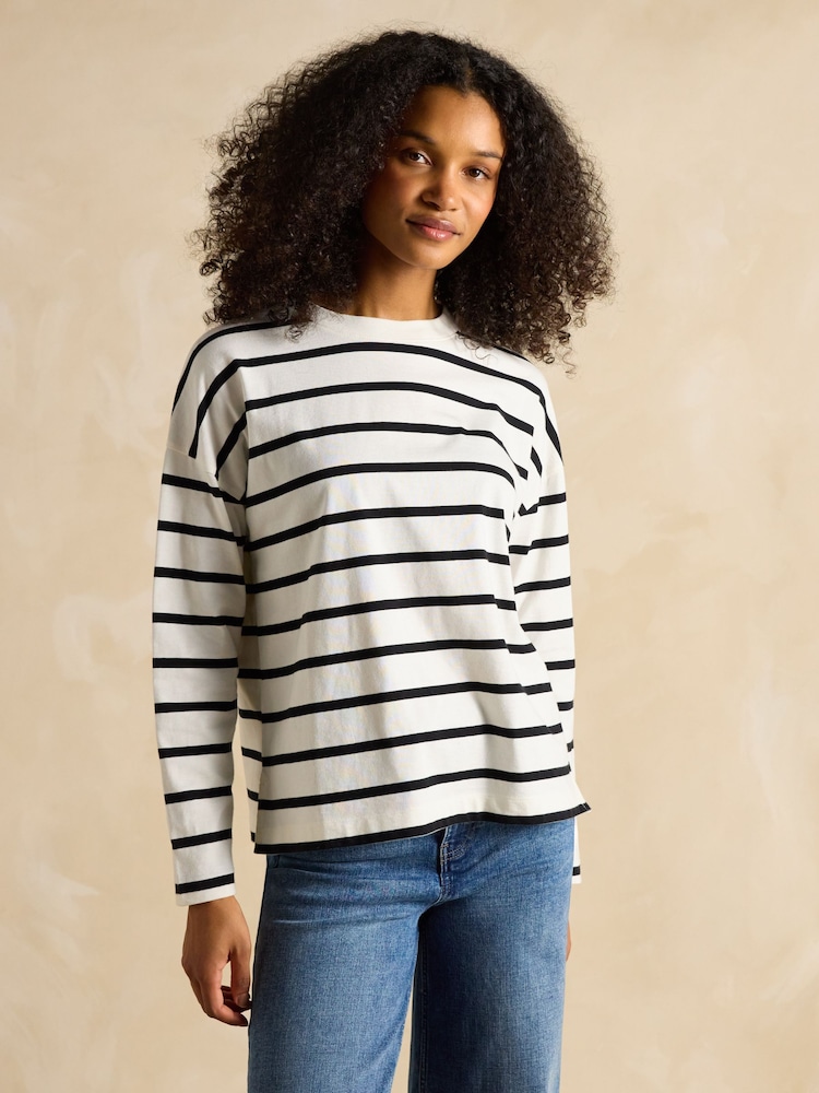 Joules Ellie 2 Pack Black/Green Stripe Long Sleeve Jersey Tops - Image 2 of 13