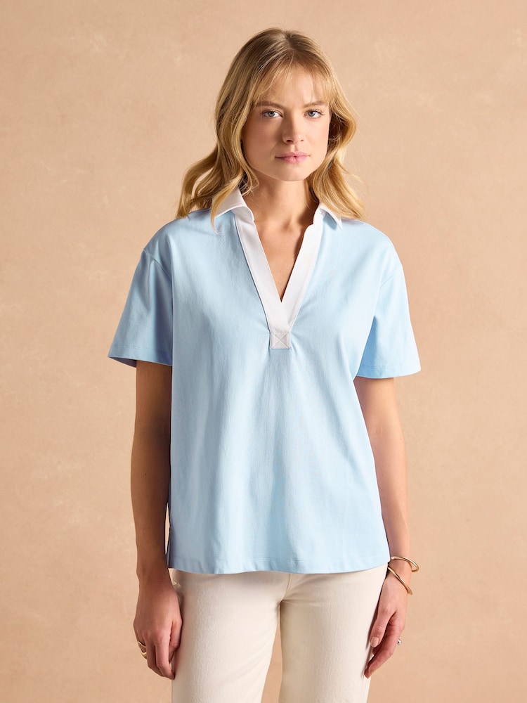 Azul - Top de manga corta con cuello de algodón peinado Joules Tallie 100% - Imagen 2 de 9 Azul - Top de manga corta con cuello de algodón peinado Joules Tallie 100% - Imagen 2 de 9