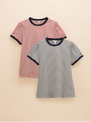 Joues Erin Navy Blue & Red Pack of Two Short Sleeve T-Shirts - Image 1 of 13