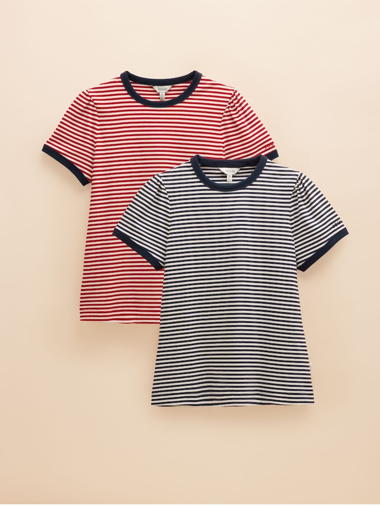 Joues Erin Navy Blue & Red Pack of Two Short Sleeve T-Shirts - Image 1 of 13