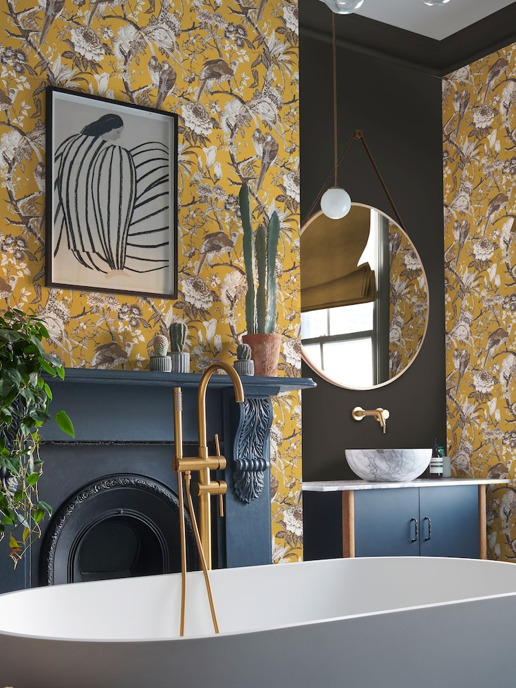 Graham & Brown Yellow Perrow A4 Wallpaper Sample - Image 1 of 4