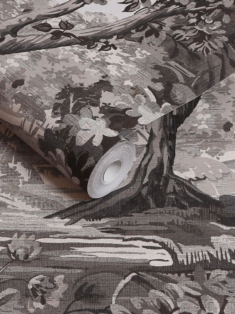 Graham & Brown Etching Charcoal Bodenham A4 Wallpaper Sample - Image 2 of 4
