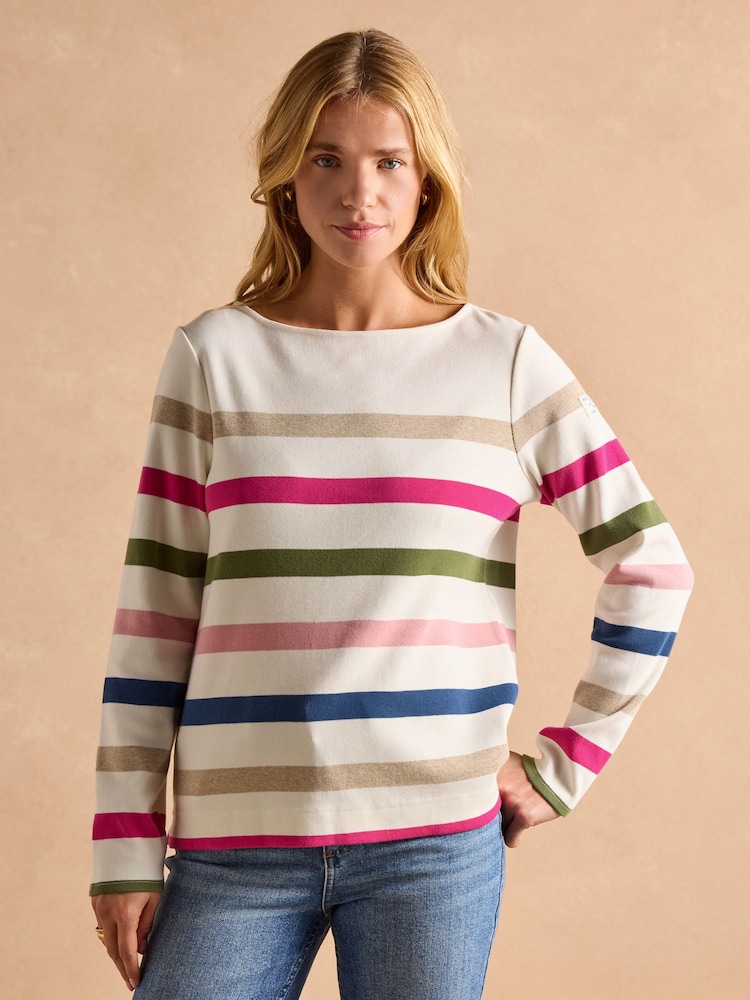 Joules Harbour Cream Multi Boat Neck Breton Top - Image 1 of 7