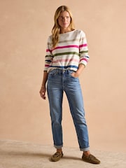 Joules Harbour Cream Multi Boat Neck Breton Top - Image 4 of 7