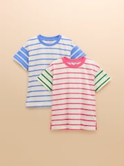 Joules Ellie 2 Pack Multi Short Sleeve Jersey Tops - Image 1 of 9
